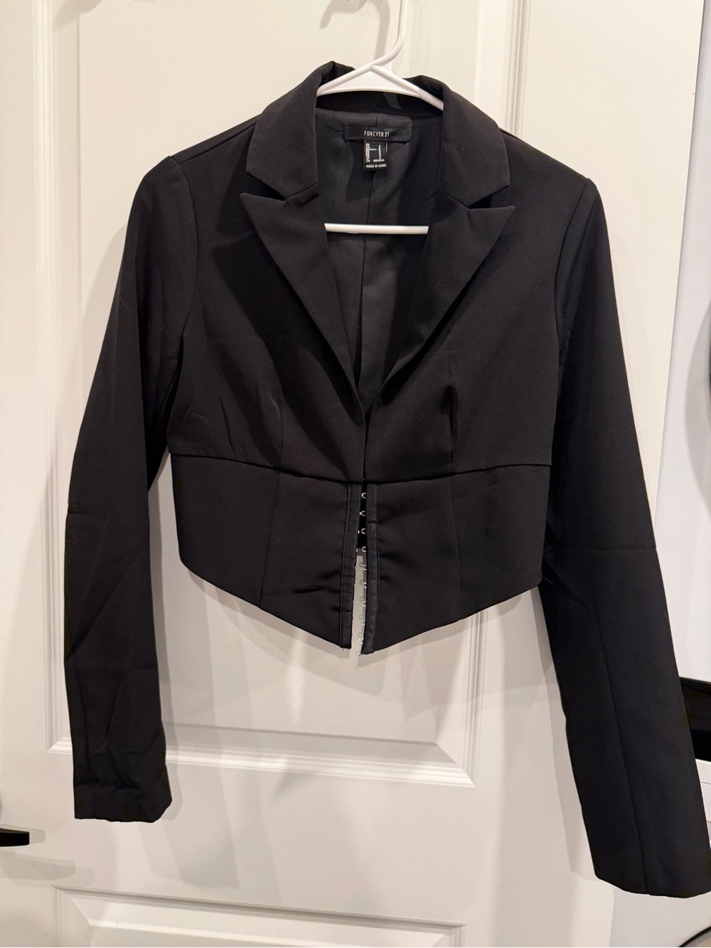 Forever 21 Black Cropped Hook-Front Blazer